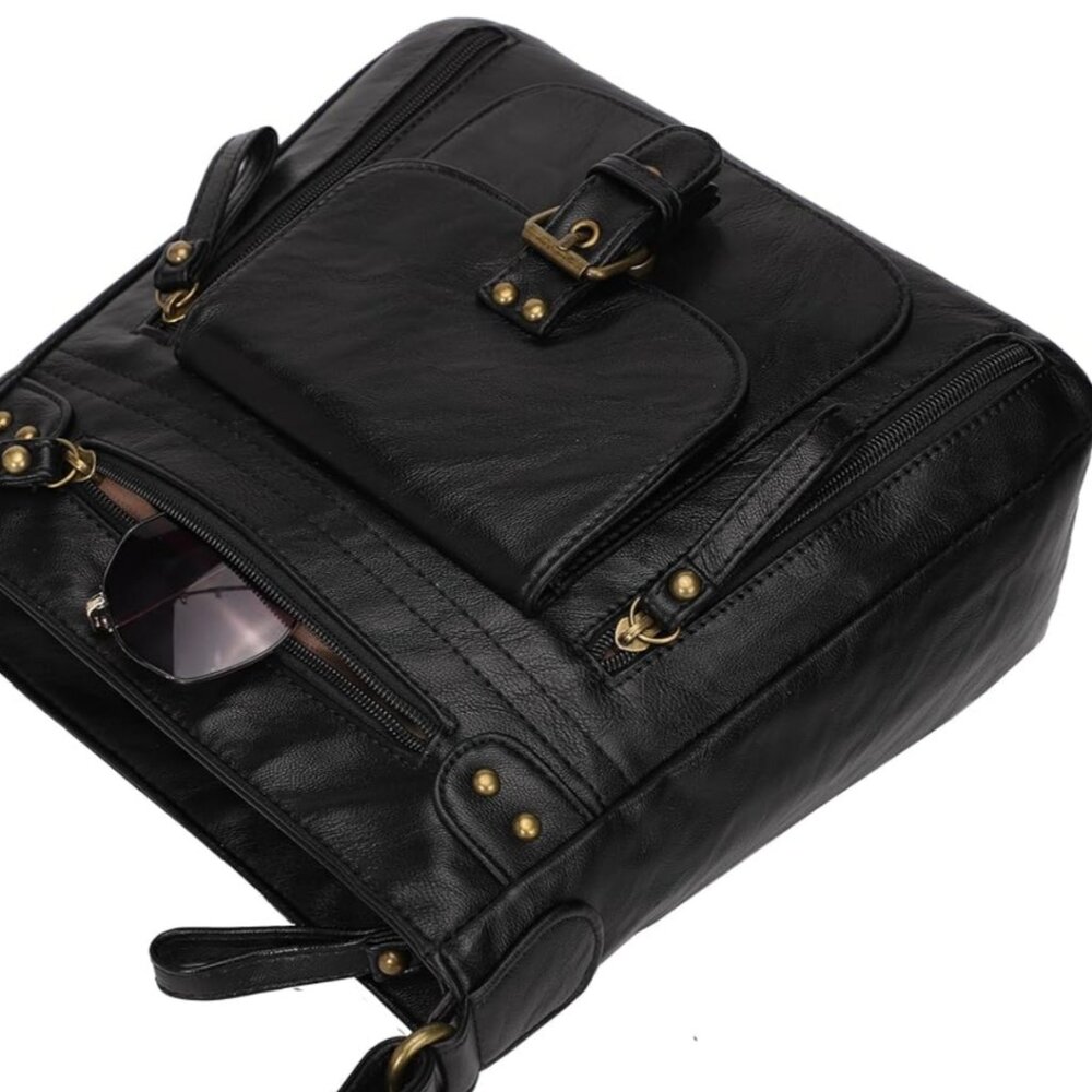 Crossbody Multi Pocket Shoulder, Medium PU Leather Cross Body Bag - Picture 6 of 7